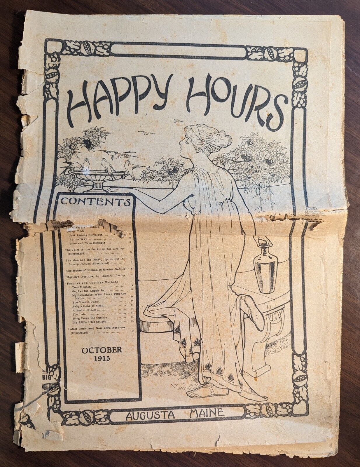 Happy Hours Newspaper 1915 October 15 Augusta Maine With Many Vintage Ads Inside