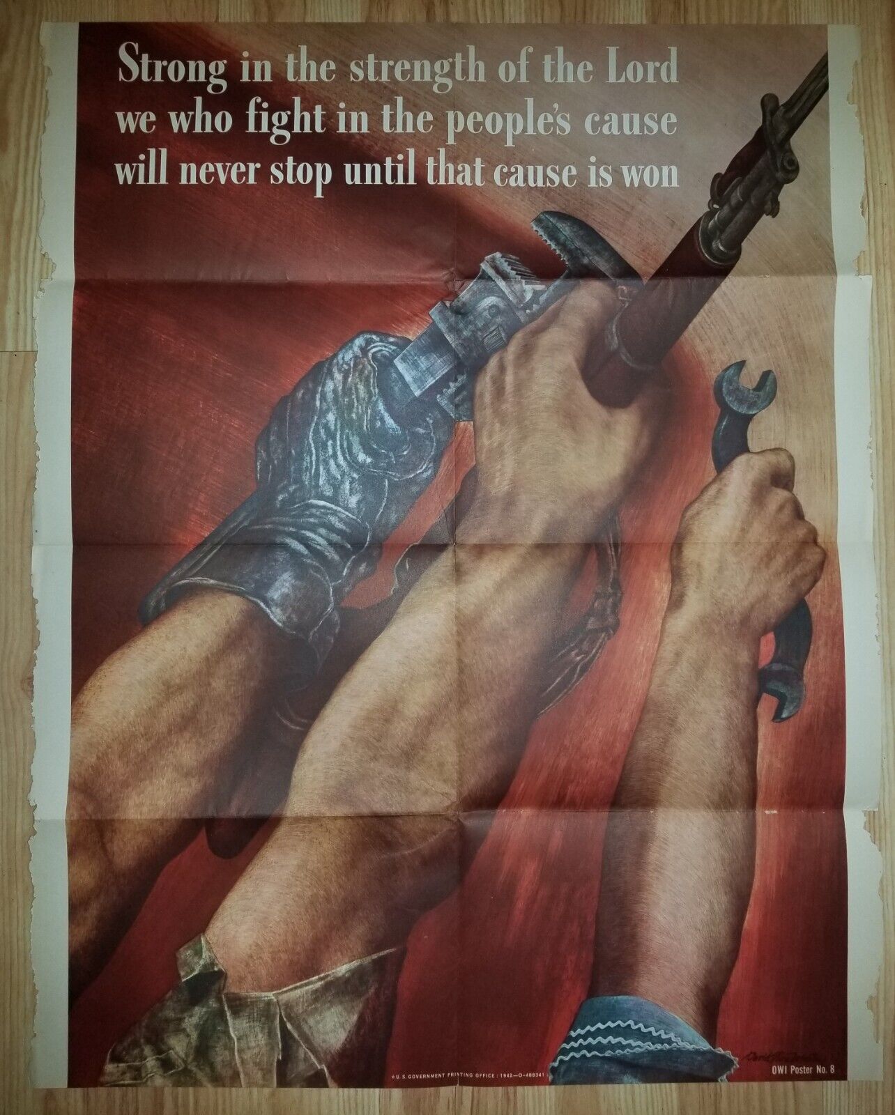 Original 1942 WWII “Strong in the Strength of the Lord” Poster