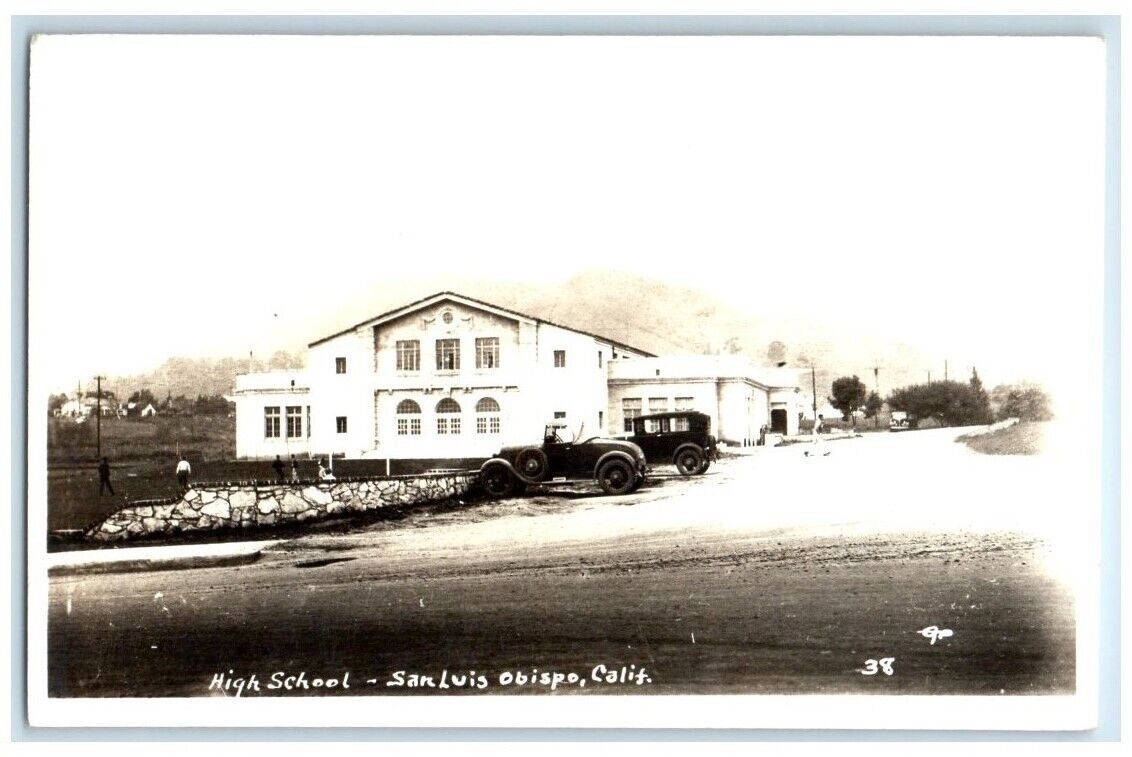 c1940's High School Building View San Luis Obispo CA RPPC Photo Postcard