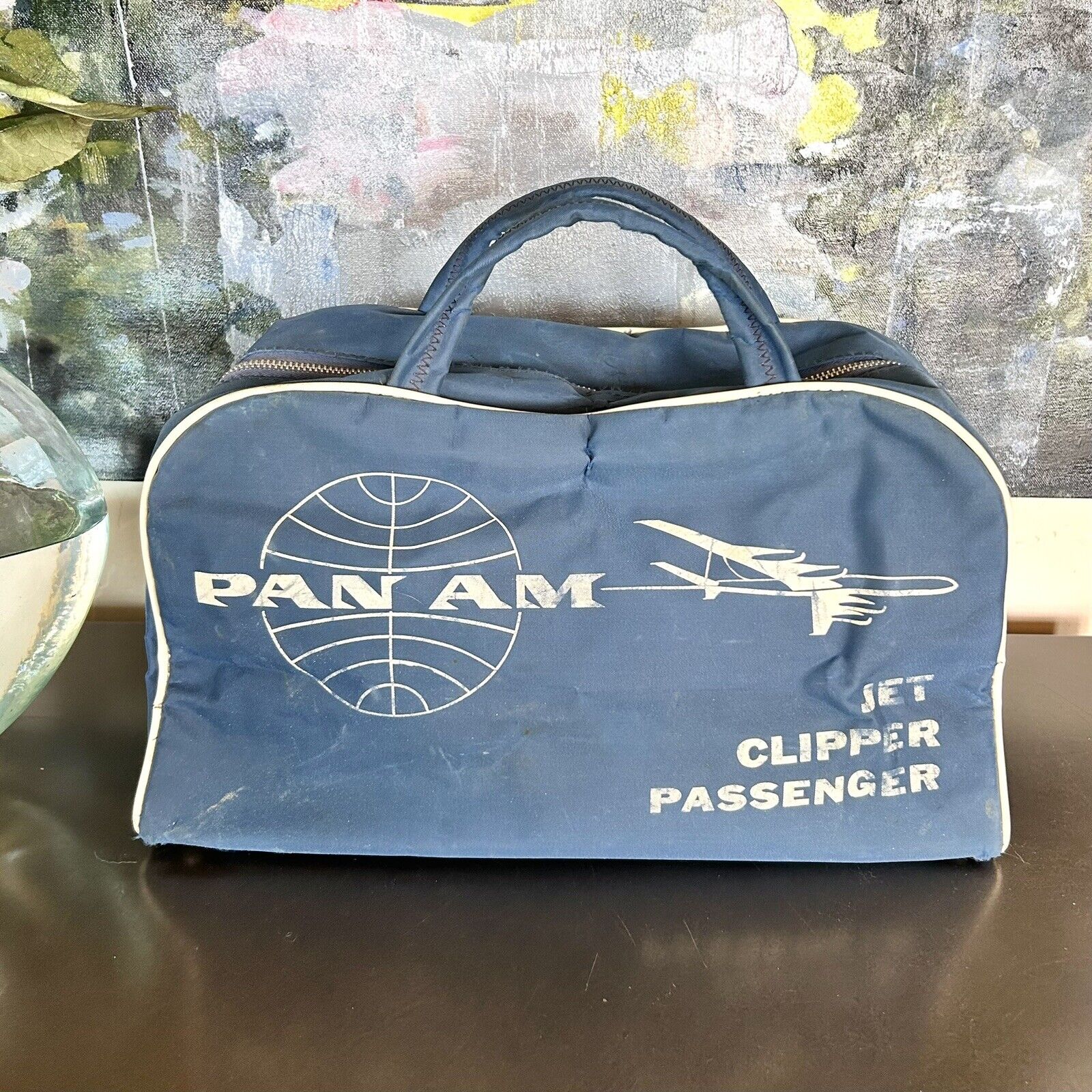 Panam Rare Vintage Original 1960s Blue Jet Clipper Passenger Small Carry On Bag