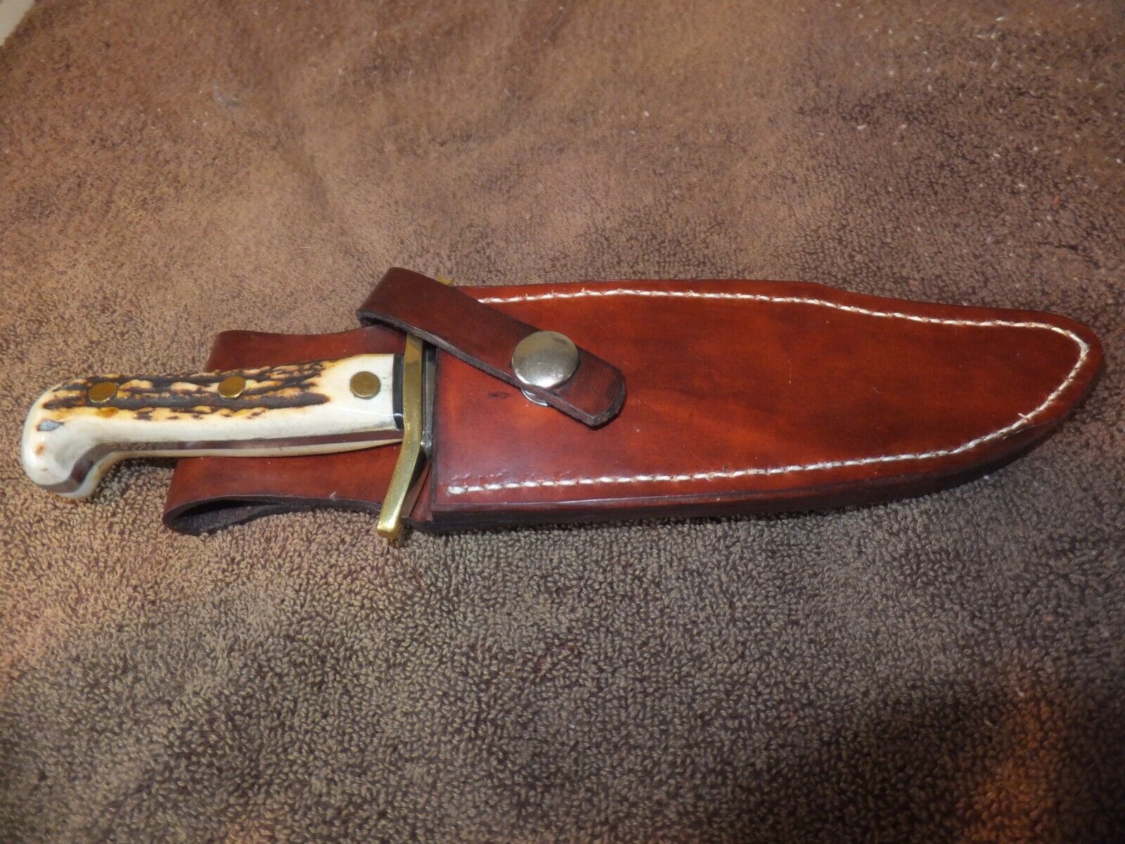 Extremely RARE, Western Cutlery model 45 Bowie knife w/ custom stag handles.