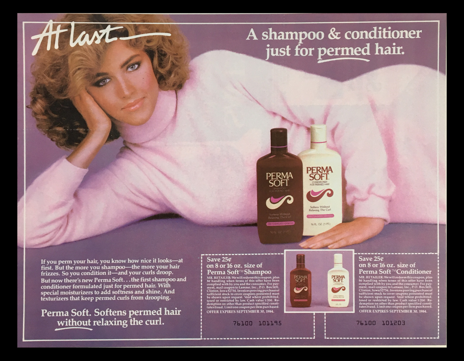 1984 Perma Soft Shampoo & Conditioner Circular Coupon Advertisement