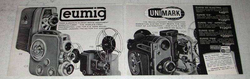 1957 Eumig Movie Camera & Projector Ad - EE, C3, C16
