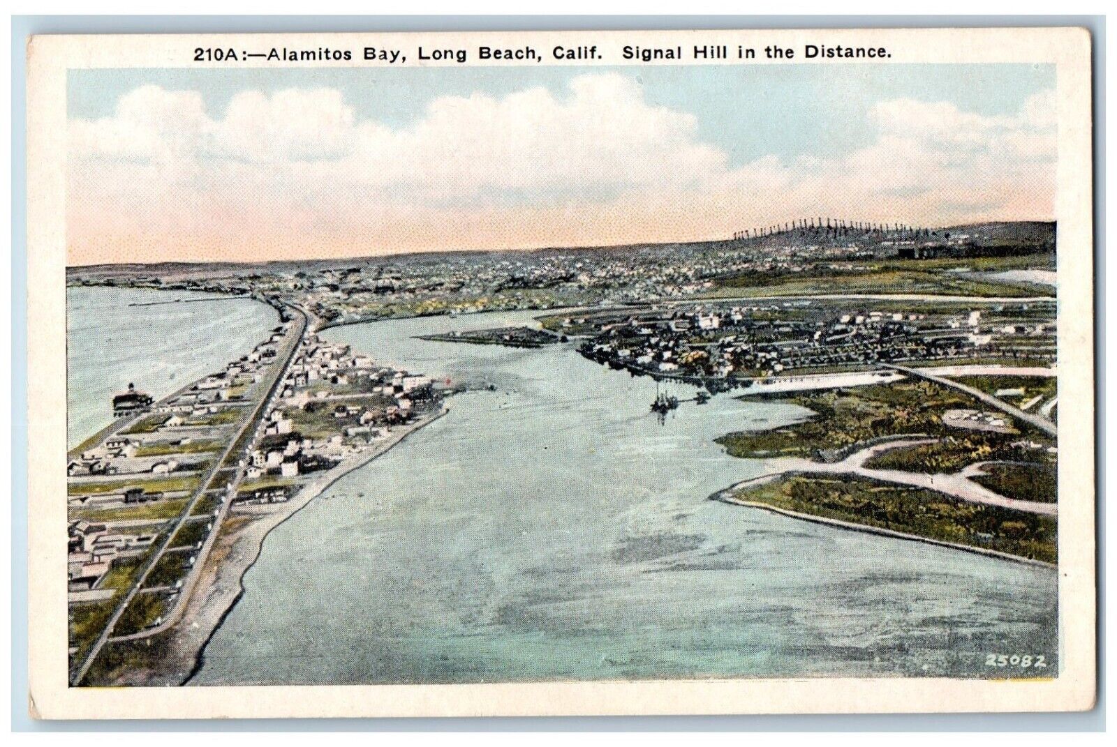 Long Beach California CA Postcard Alamitos Bay Signal Hill c1920 Vintage Antique