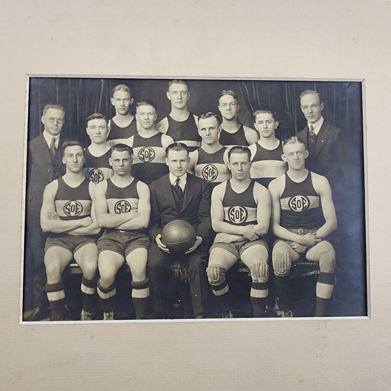 Vintage Photograph of a 1940s Mens Basketball Team, SOE