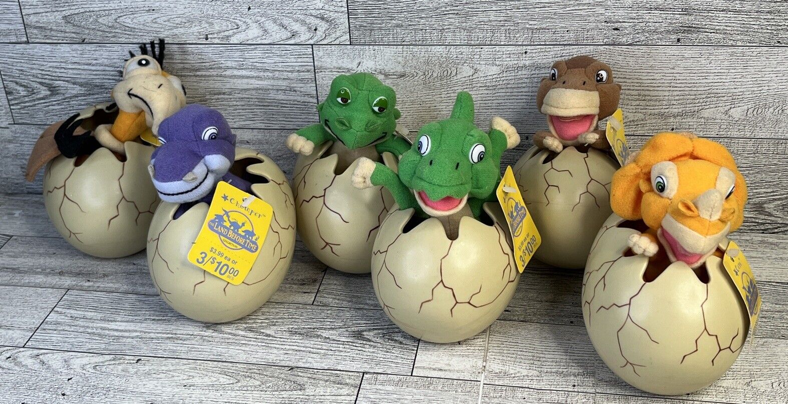 Lot Of 6 The Land Before Time Littlefoot Plush In Egg Character Tags Cera Spike