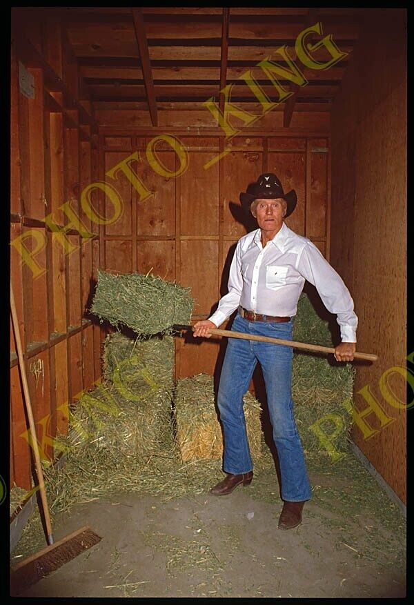 1985 Chuck Connors Portrait 35MM Barn Holding Hay Original Slide +FREE SCAN CC15