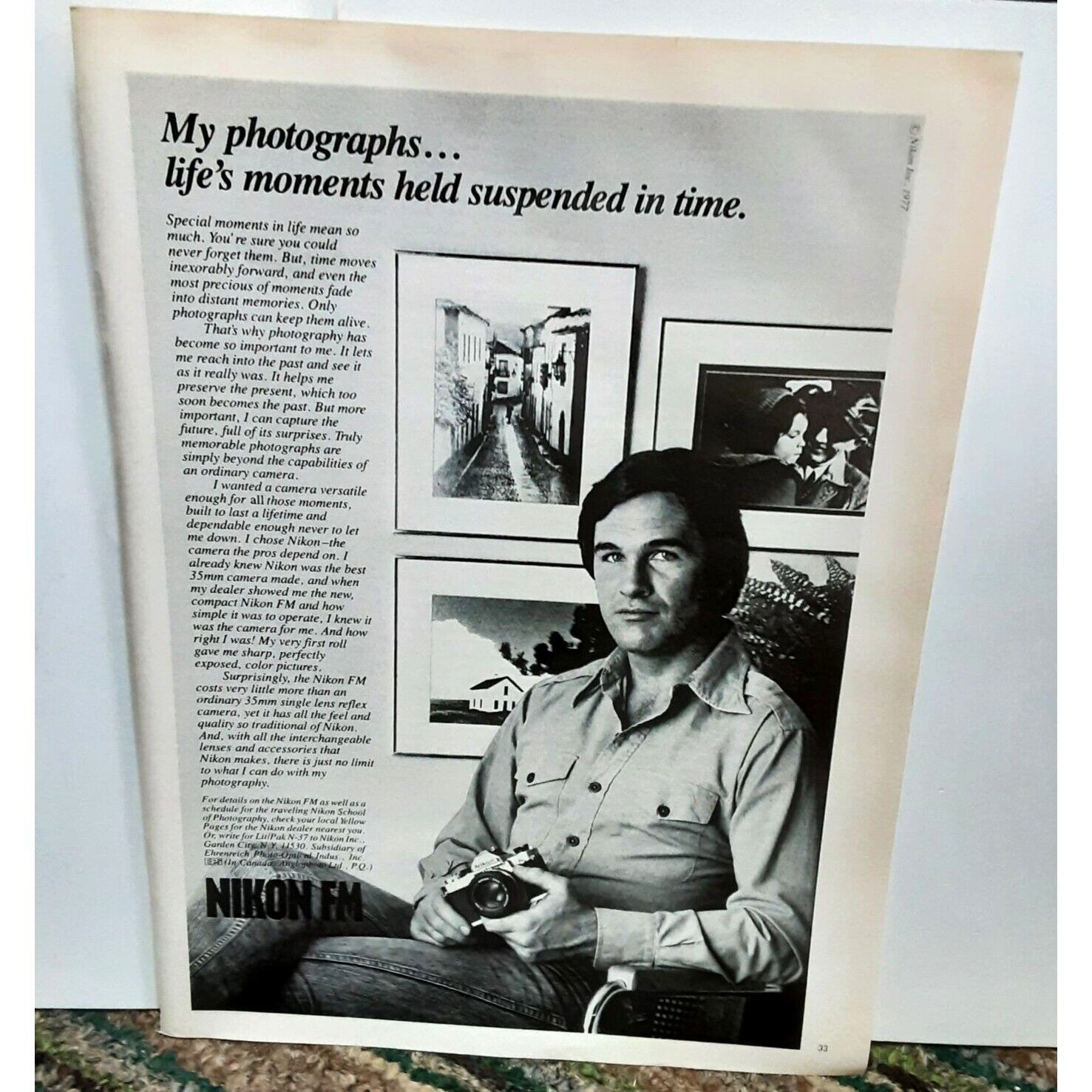 1978 Nikon FM Camera Original Print Ad vintage
