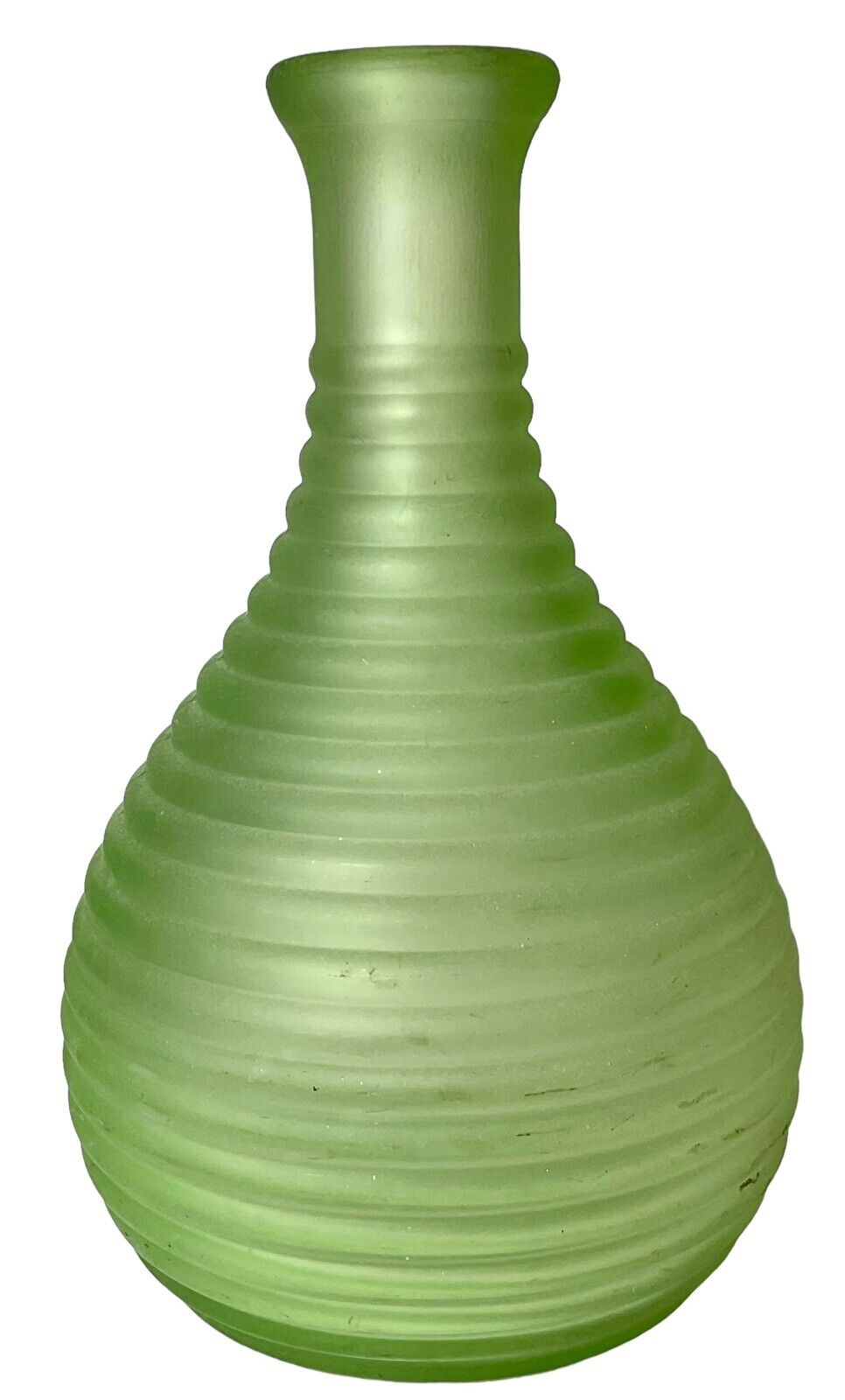 Vintage Frigidaire Green Uranium Ribbed Glass Vase 1930s Bottle Rare Antiques 9”