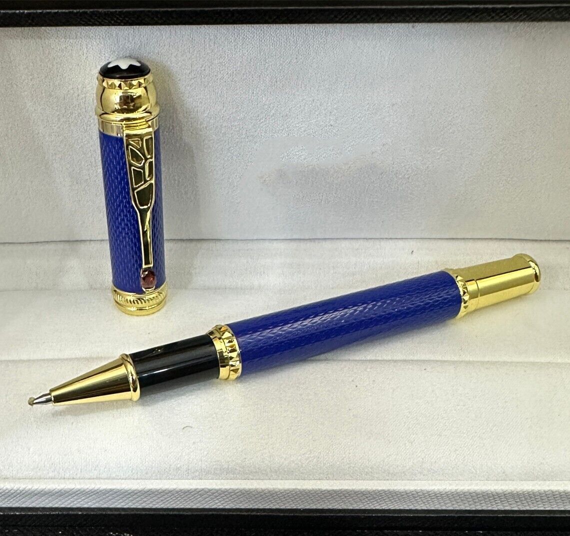 Luxury Patron of Arts Burgess Series Blue Color + Gold Clip Rollerball Pen