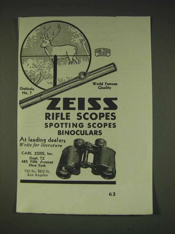 1935 Zeiss Graticule No. 7 Rifle Scope Ad