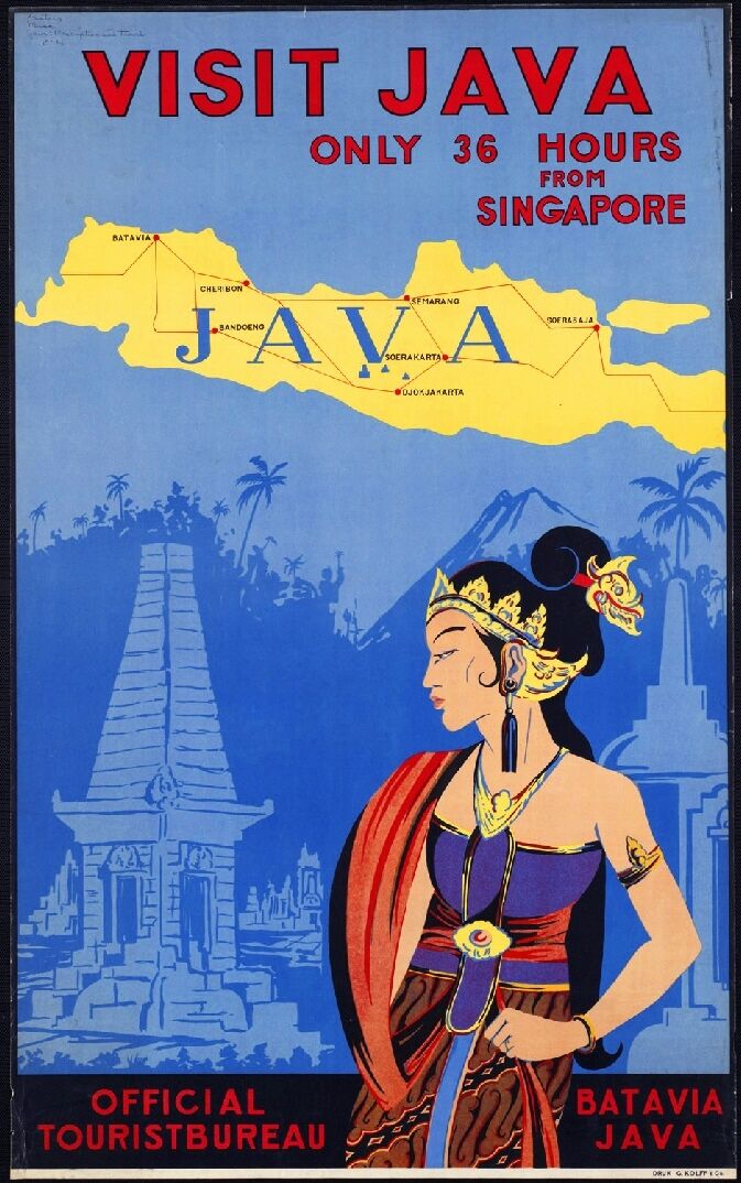 Visit India - Java - Batavia Vintage India Travel Advertisement Poster Art