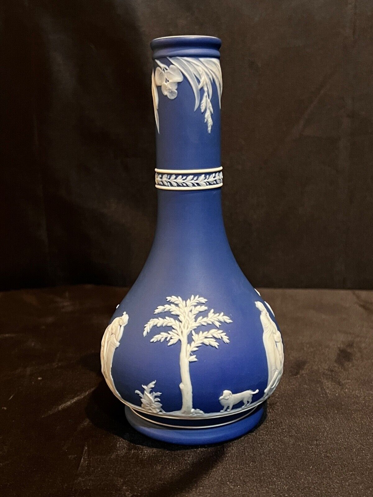 Antique 1868 Wedgwood Jasperware Blue Dip Barber Bottle Vase