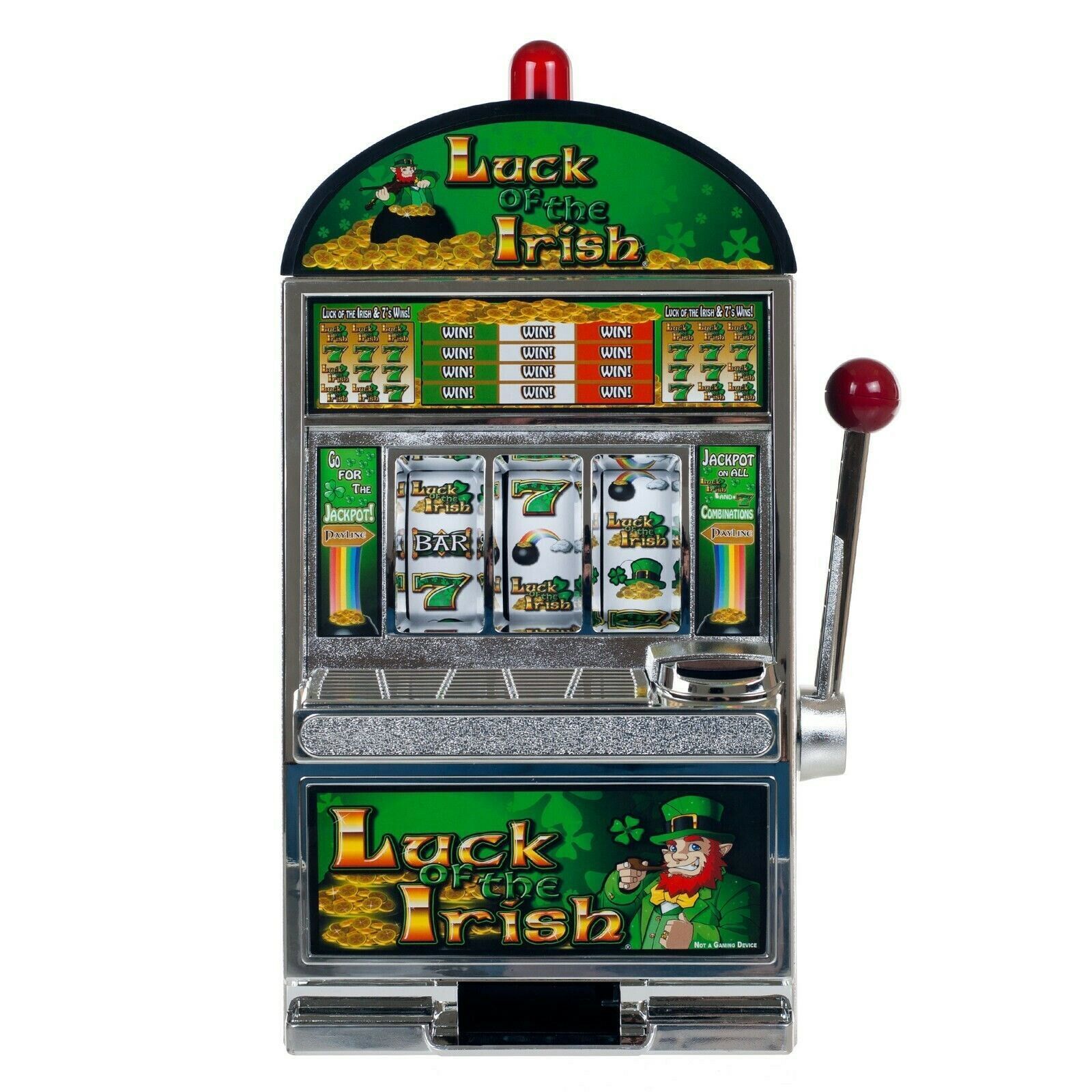 Large Luck of the Irish Slot Machine 15 Inch Kids Adult Savings Coin Bank