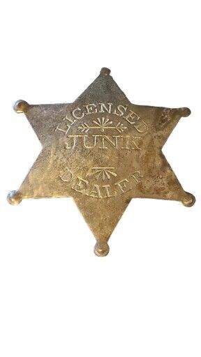 VTG Lapel Pinback Sheriff\'s Star Licensed Junk Collector Solid Brass Badge