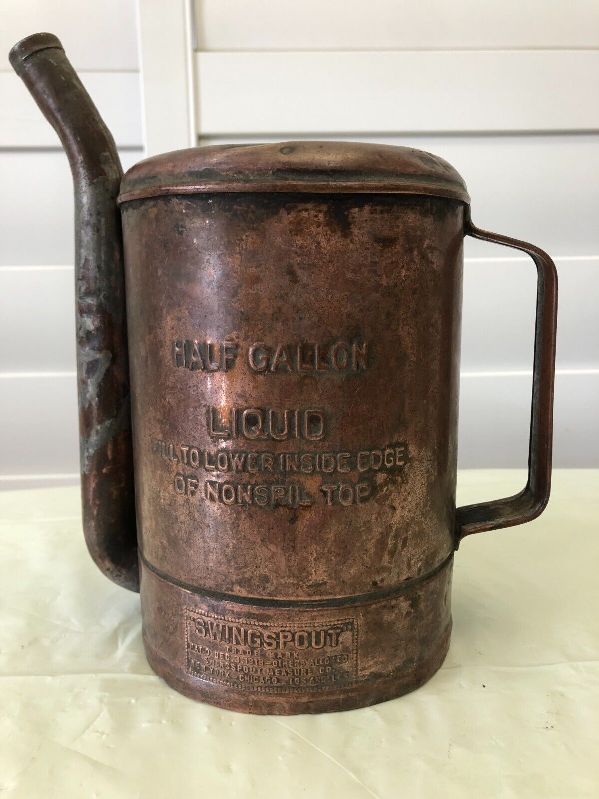 Vintage  SWINGSPOUT Half Gallon Copper Oil dispenser