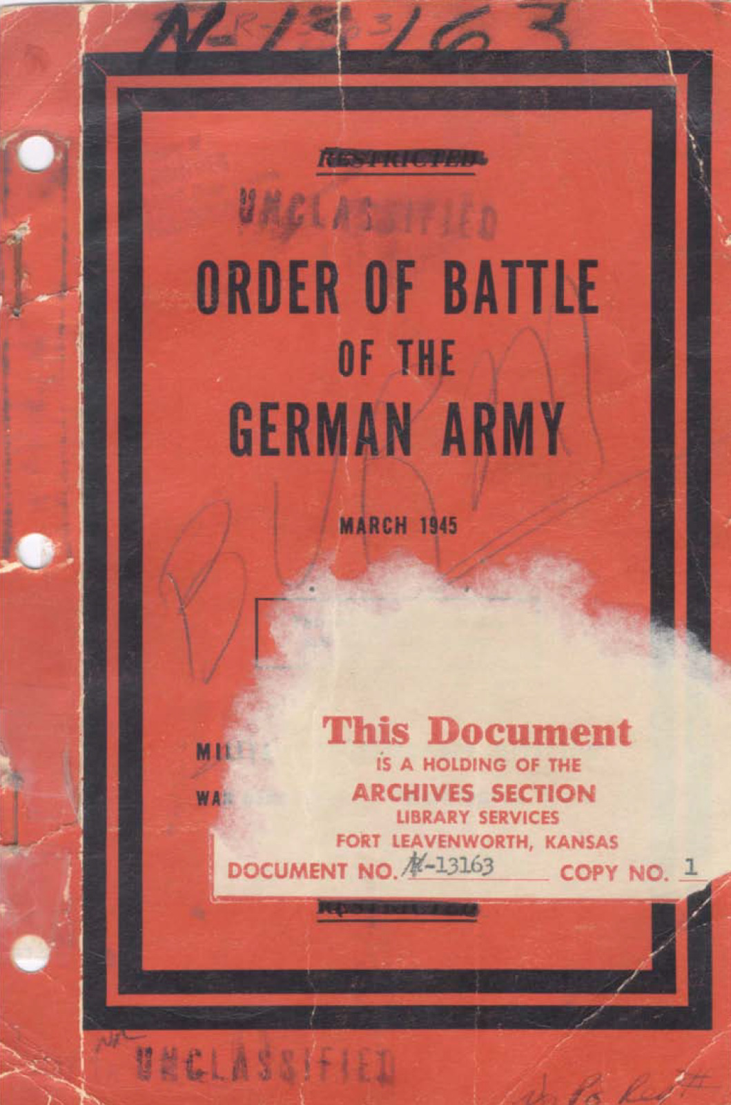 680 Page War Department March 1945 Order Of Battle Of The German Army on Data CD