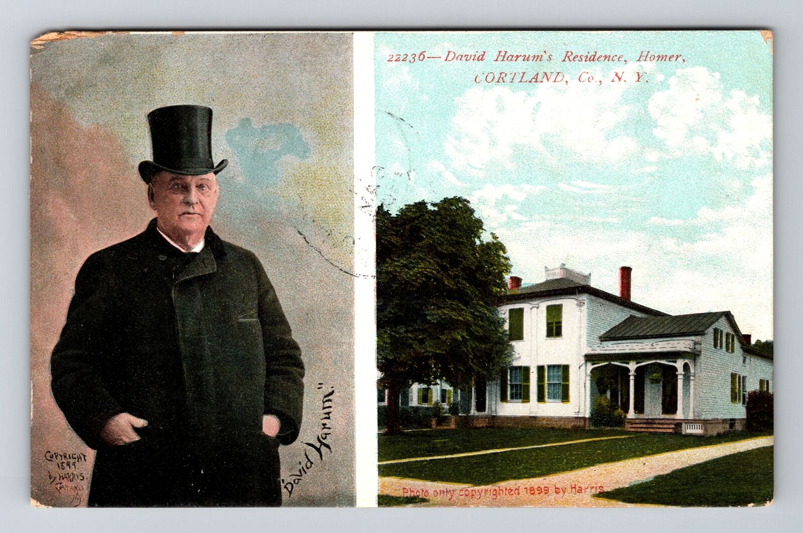 Cortland County NY-New York, David Harum's Home, Vintage c1907 Postcard