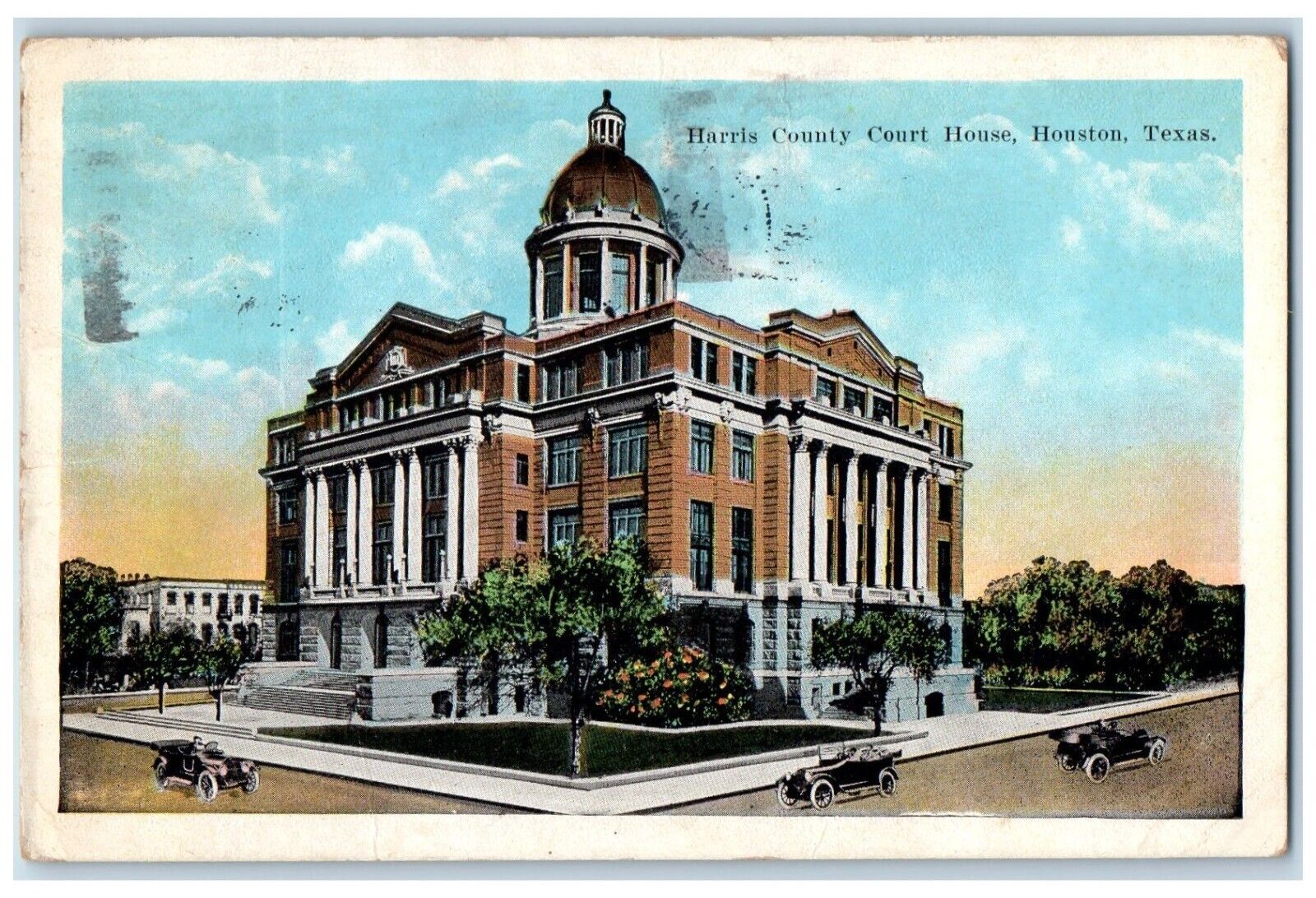1924 Exterior Harris County Court House Houston Texas Vintage Antique Postcard