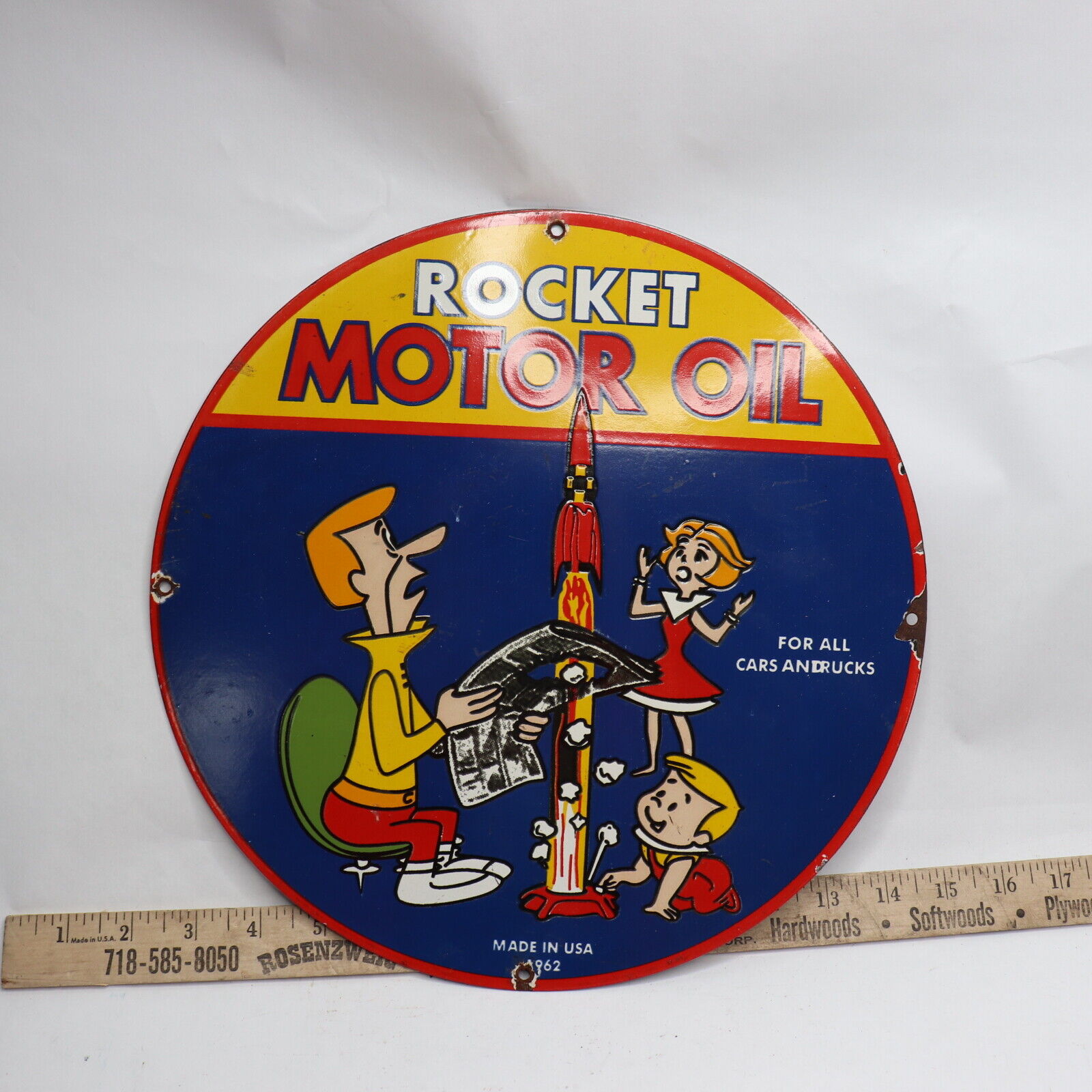Vintage Inspired Dated 1962 Rocket Motor Oil Jetsons Metal Sign 12\