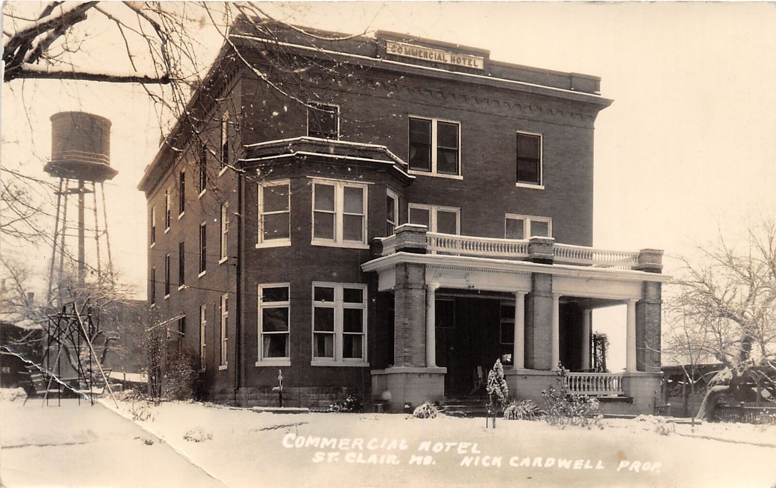 J42/ ST Clair Missouri RPPC Postcard c1930s Commercial Hotel Cardwell Prop. 120