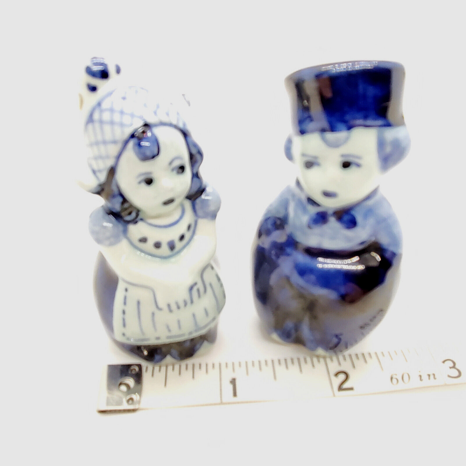 Vintage Delfts Blue Holland Dutch Boy & Girl Salt & Pepper Shaker Set