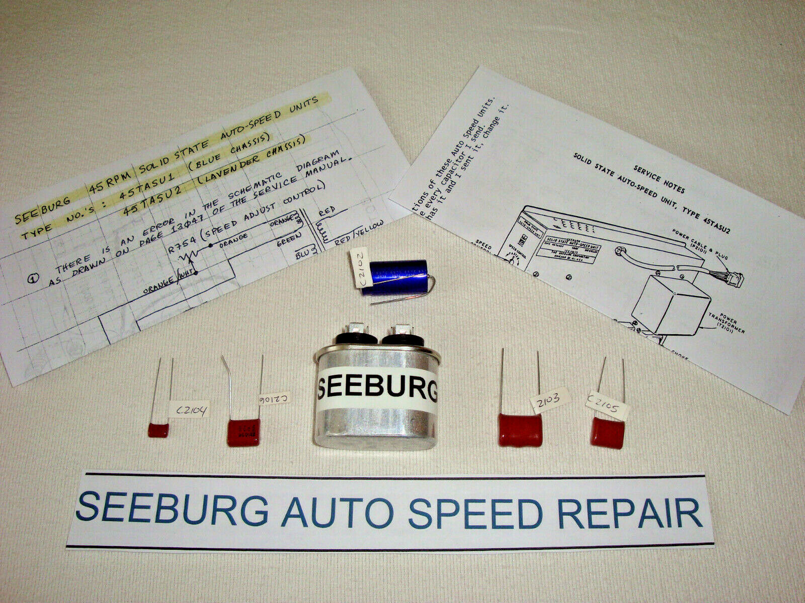 Seeburg Jukebox, Auto Speed Capacitor Kit, Repairs Slow Jukes from 1963 to 1967