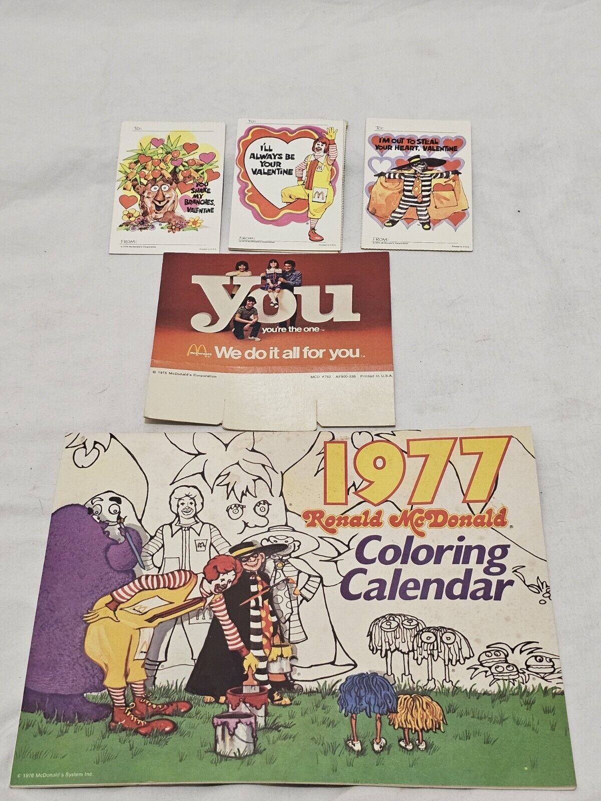 1977 Ronald McDonald Coloring Calendar Taple Top Advertising We Do It All For U+