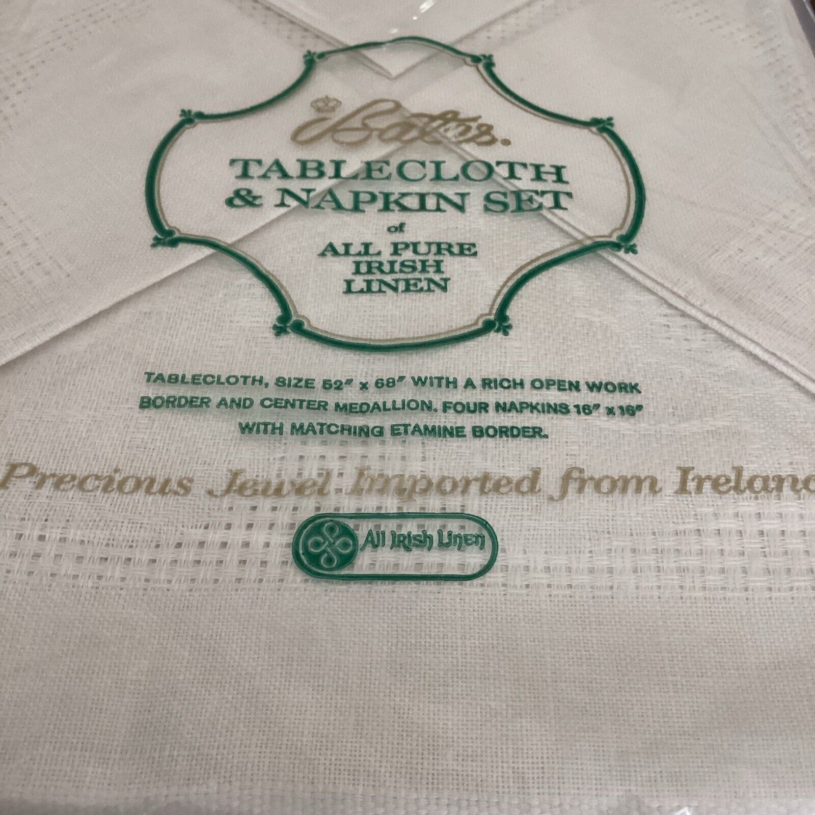 Vintage BATES Irish Linen TABLECLOTH 52\