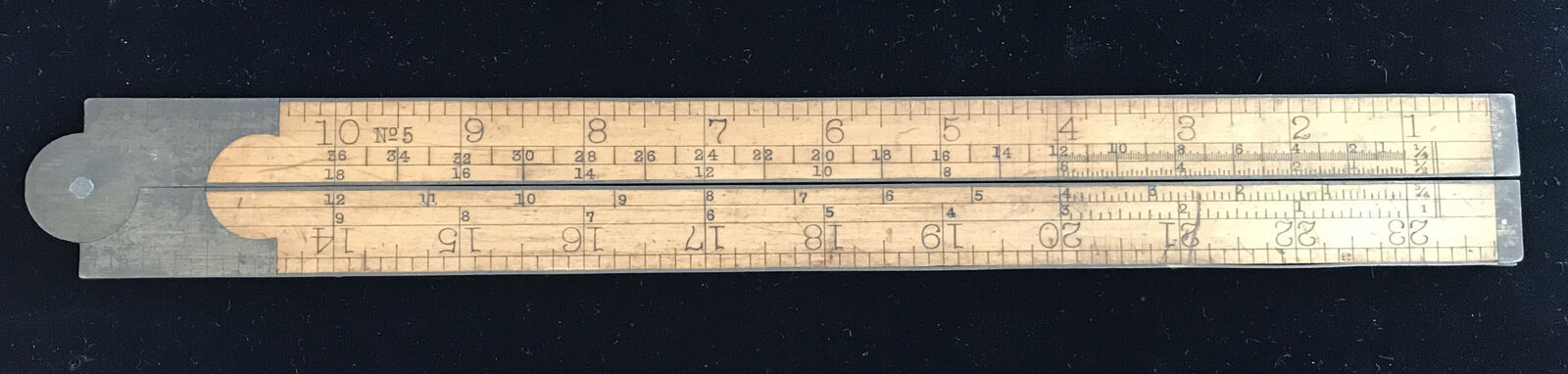 Vintage Stanley #5 Carpenters Boxwood Rule Drafting & Octagonal Scales, NR