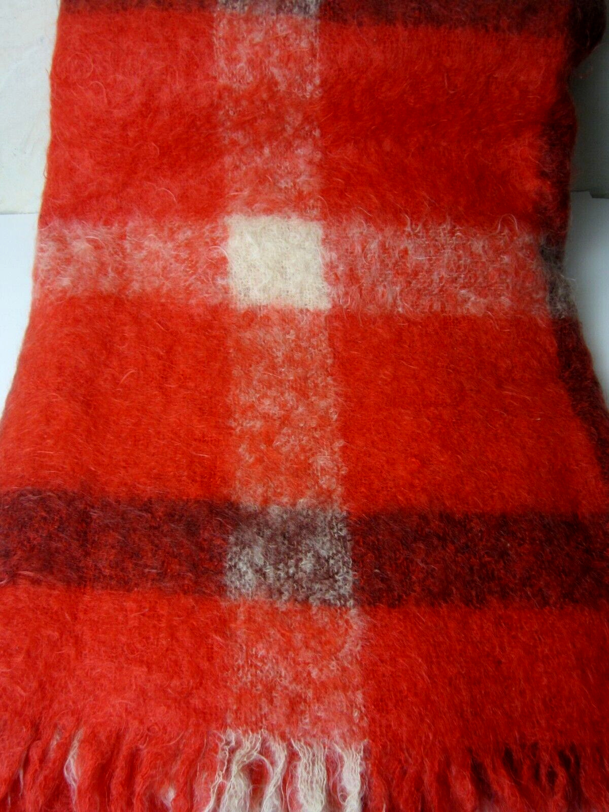 Vintage Hudsons Bay Company 100% Mohair Blanket Plaid 62\