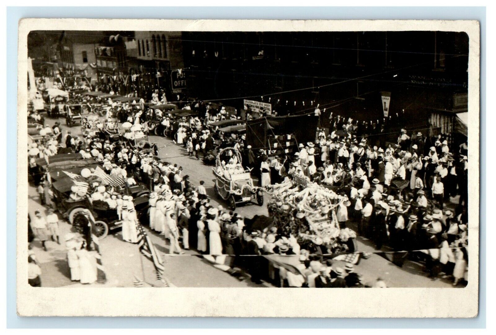 1915 Home Coming Parade People Crowded RPPC Photo Posted Antique Postcard