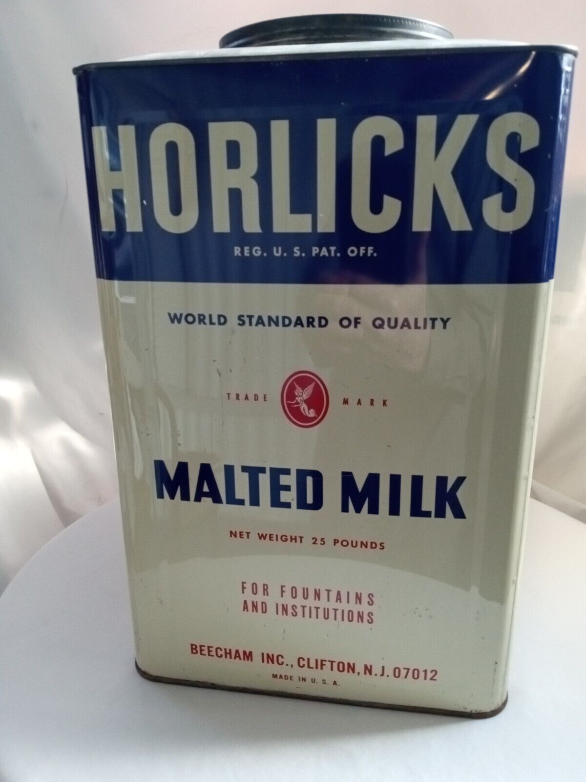 Horlicks Malted Milk 25 lb bulk square can, shiny nice shape