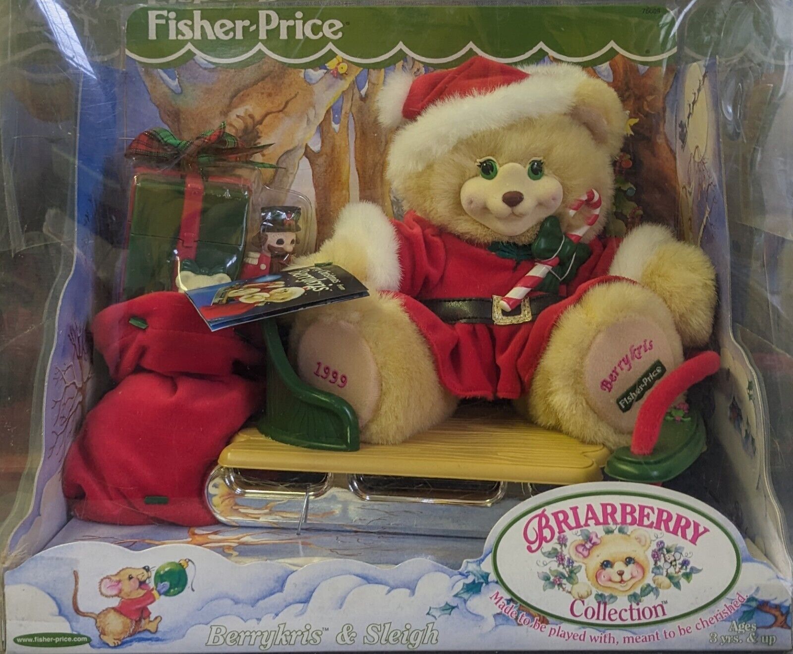 Briarberry Collection 1999 Christmas Berrykris & Sleigh Bear FISHER PRICE Décor
