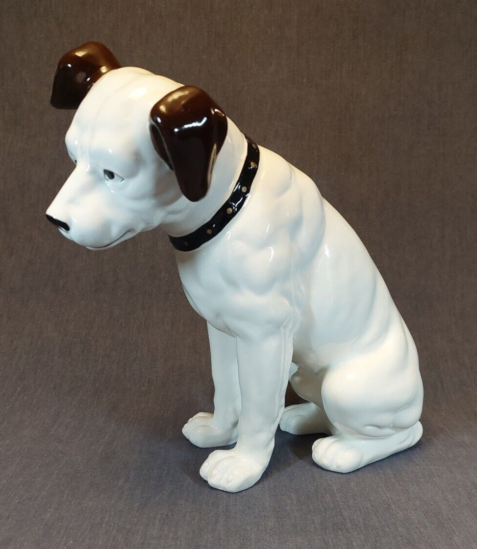 Unique Vintage 12” Nipper RCA Ceramic Dog Statue, Made by Sarsaparilla