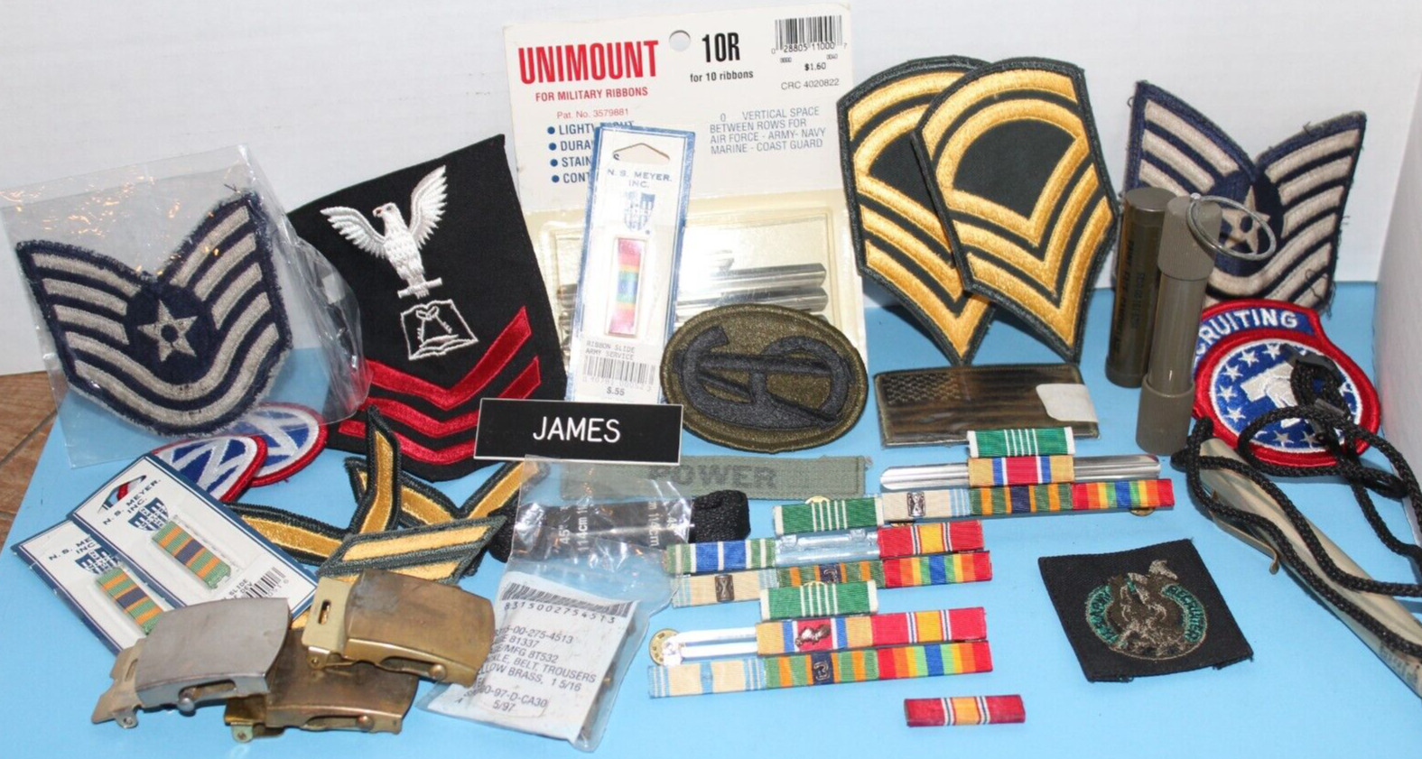 Large Lot Military Pins Patches Insignia Medals