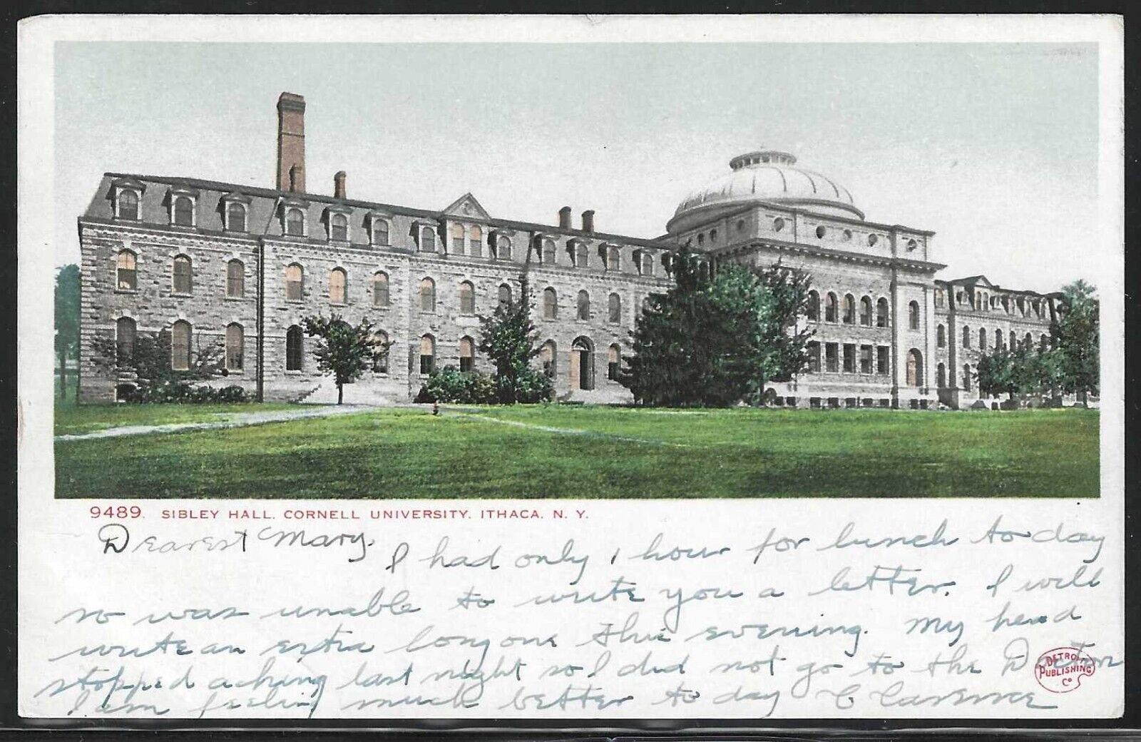 Sibley Hall, Cornell Univ., Ithaca, N.Y., Early Postcard, Detroit Publishing Co.