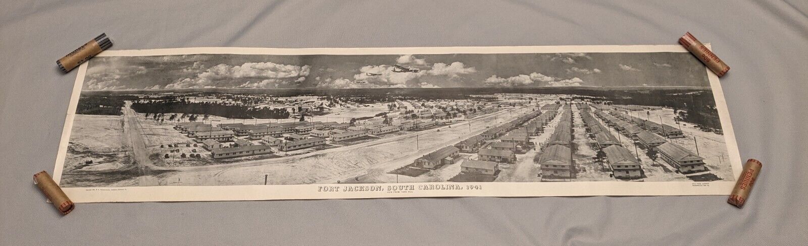 Panoramic WW2 Photo - Fort Jackson SC - 41 Inches Wide Antique / Vintage