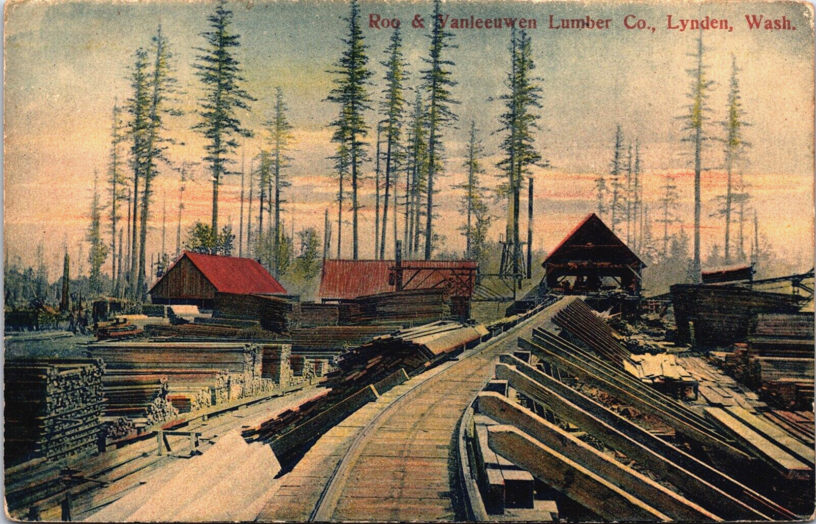 Roo & Van Leeuwen Lumber Co. Lynden Washington Vintage Postcard B173