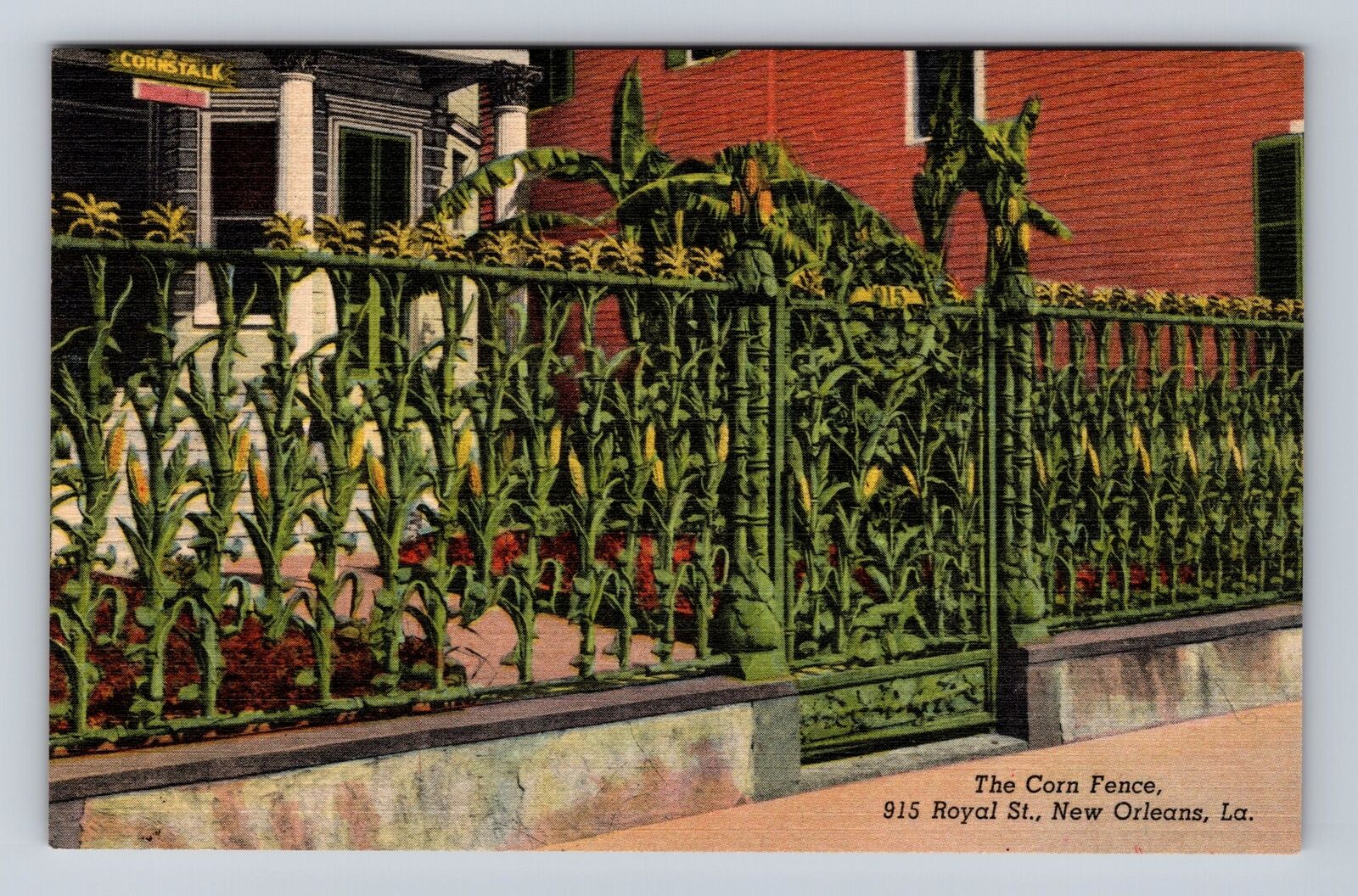 New Orleans LA- Louisiana, The Corn Fence, Antique, Vintage Souvenir Postcard