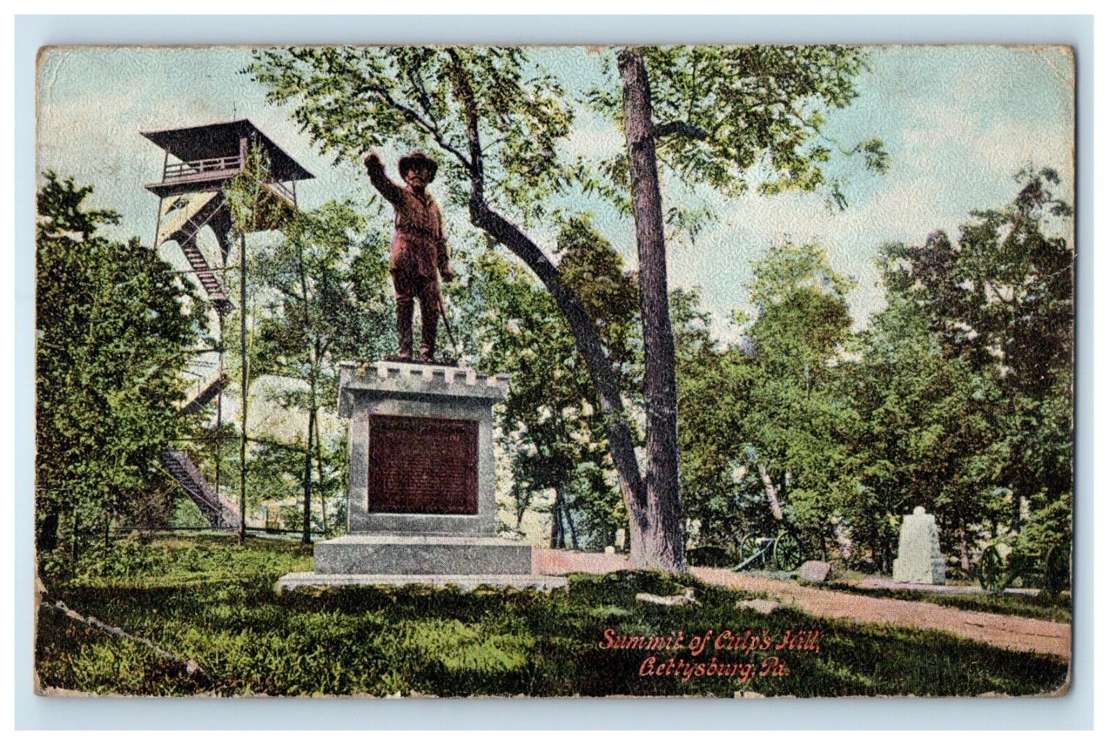 1913 Summit Of The Culps Hill Gettysburg Pennsylvania PA Posted Antique Postcard