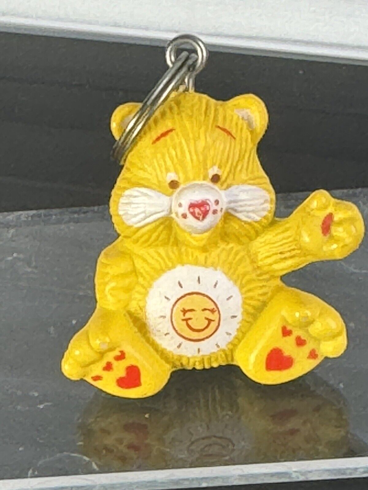 1984 Care Bears Attachable Key Chain Yellow Funshine Bear