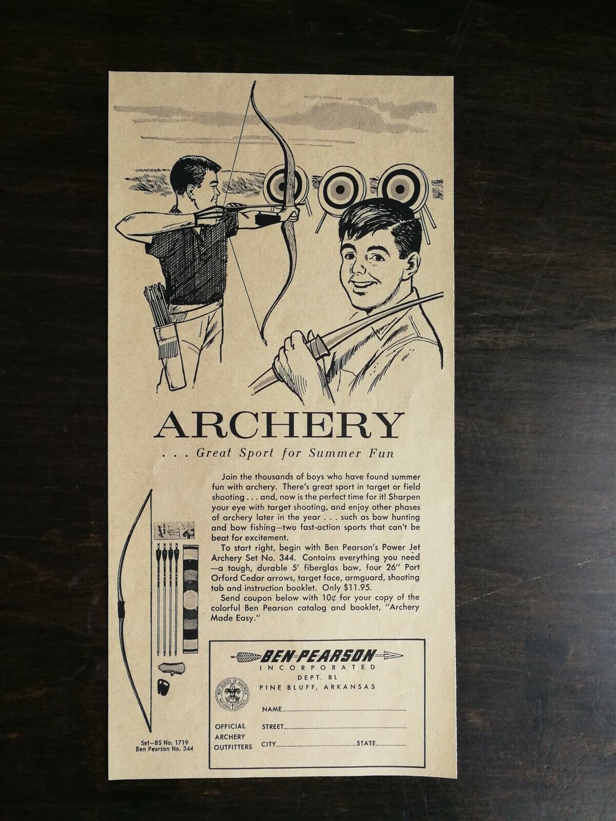 Vintage 1963 Ben Pearson Archer Set Original Ad