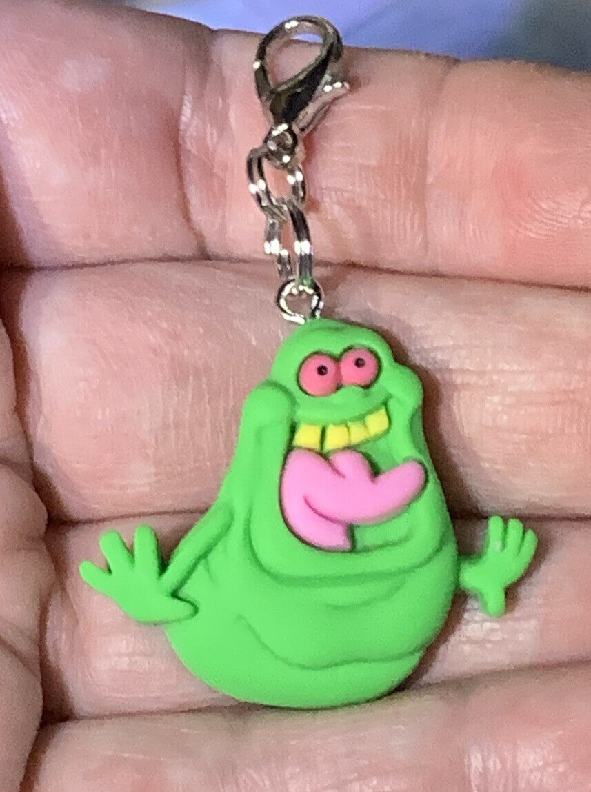Green Ghost Slimer From Ghostbusters Charm Zipper Pull & Keychain Add On Clip