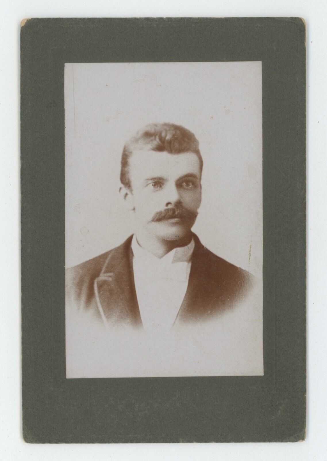 Antique Circa 1890s Small 3.5x5.25 in Cabinet Card Handsome Young Man Mustache