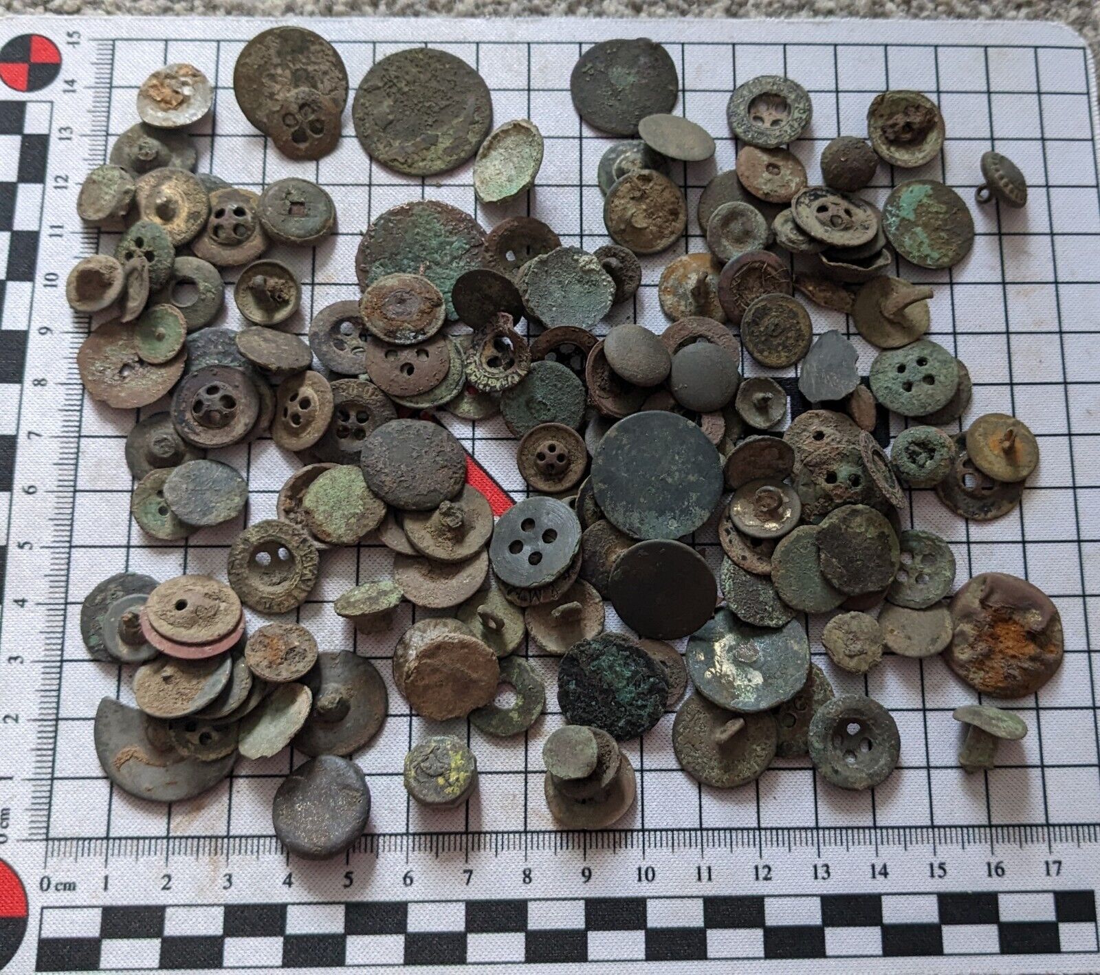 Job lot of old buttons found metal detecting. 