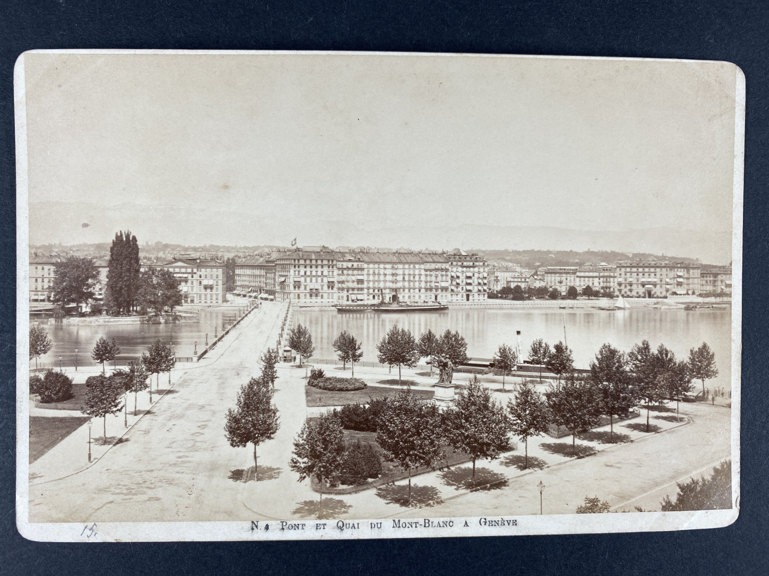Switzerland, Geneva, Pont et Quai du Mont-Blanc, photo. A.&P. Vintage Noblet Print, 