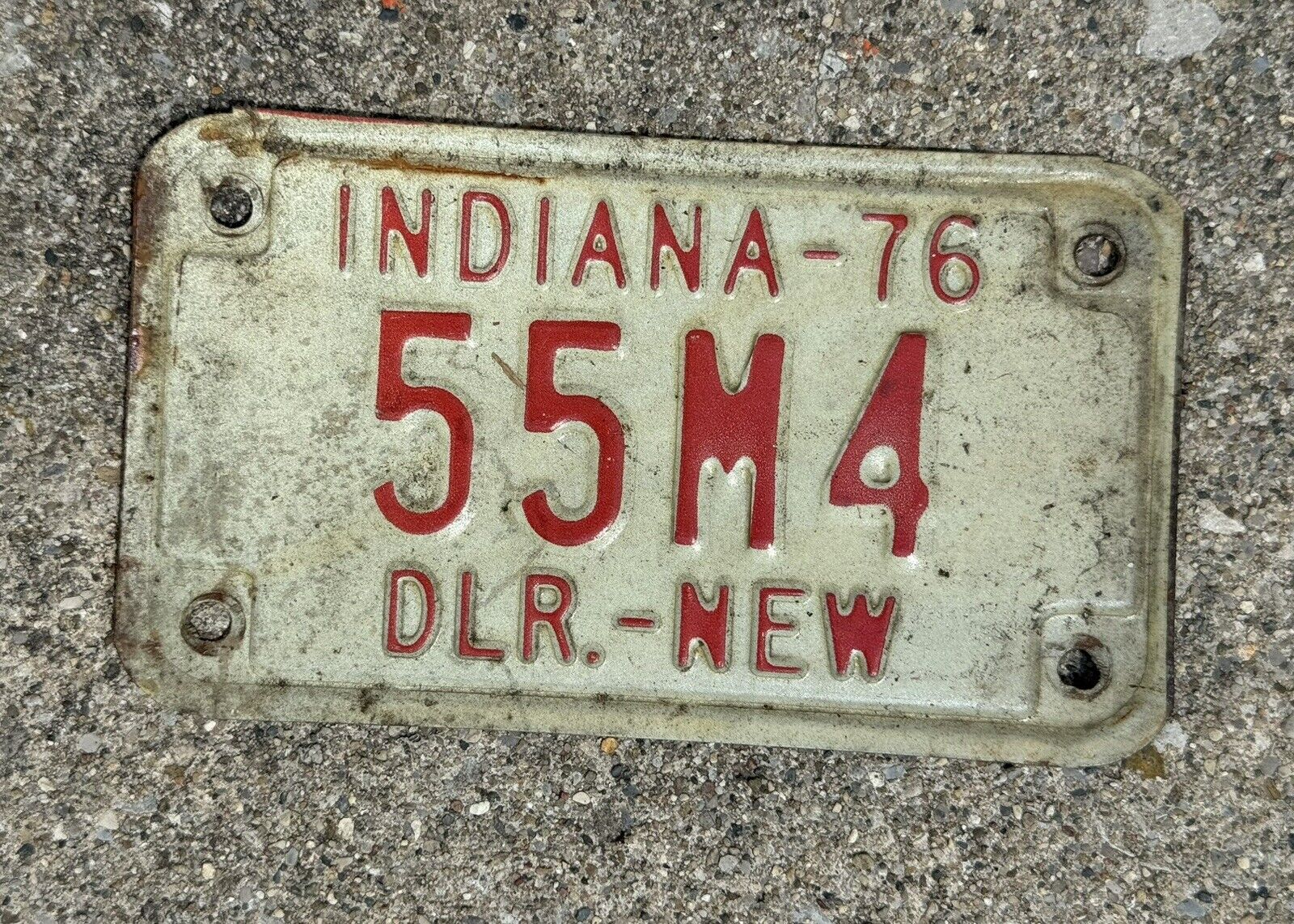 Vintage Dealer New Indiana Motorcycle License Plate 1976 55M4