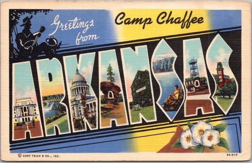 Camp Chaffee, ARKANSAS Large Letter Postcard Multi-View / Curteich Linen - 1942