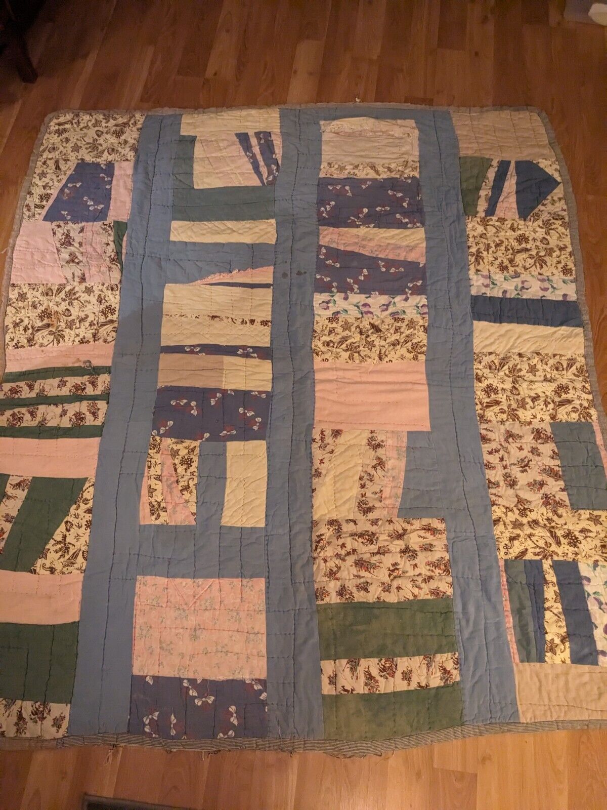 Antique Handmade Patchwork Quilt 71x64 For Crafting